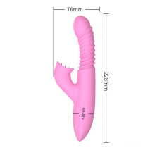 El estimulador de clítoris recargable vibra y gira para lamer el juguete sexual femenino impermeable atigrado del punto G